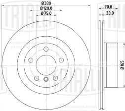 Диск тормозной для автомобилей BMW X3 (F25) (10-) / X4 (F26) (11-) задний d=330