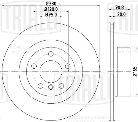 Диск тормозной для автомобилей BMW X3 (F25) (10-) / X4 (F26) (11-) задний d=330