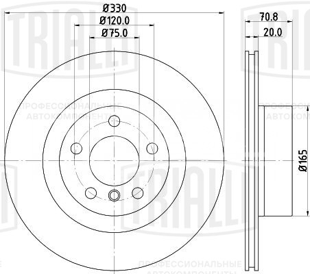 Диск тормозной для автомобилей BMW X3 (F25) (10-) / X4 (F26) (11-) задний d=330