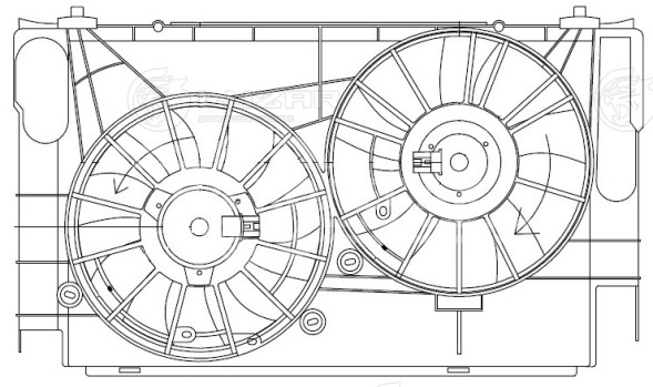 Электровентилятор охлаждения для автомобилей Toyota RAV 4 (13-) 2.0i (2 вент.) (с кожухом)