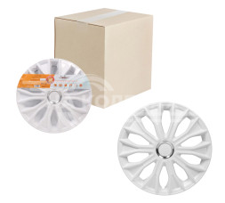 Колпаки колесные 14&quot; &quot;Волтек&quot;, белый глянец, хром кольцо, компл. 2 шт.