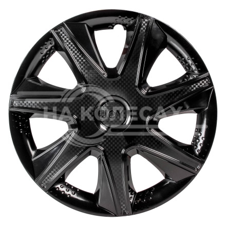 Колпаки колесные 14&quot; &quot;Джой&quot;, черный глянец, карбон, компл. 2 шт.