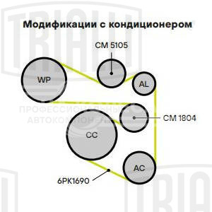 Ролик приводного ремня для автомобилей Skoda Fabia (08-) 1.2i (опорный) с кондиционером