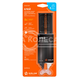 Клей эпоксидный, жидкий двухкомпонентный, шприц, черный/белый, 2*14 г.