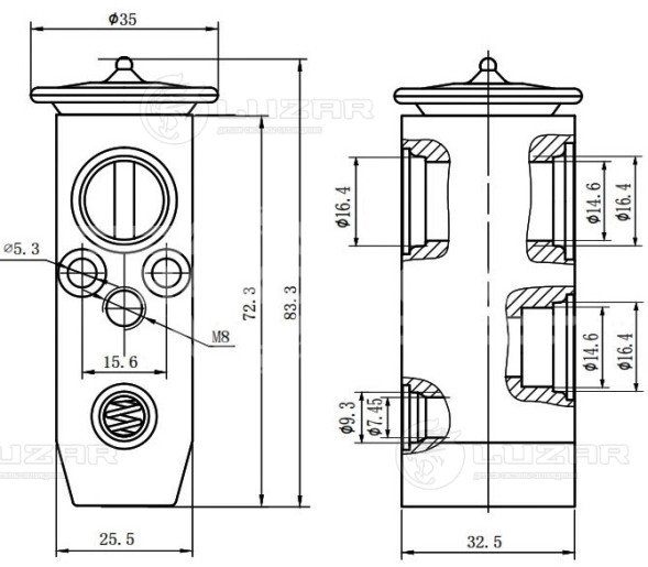 Клапан расширительный кондиционера (ТРВ) для автомобилей Aveo Т200 (02-)/Т250 (05-)