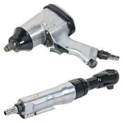 Гайковерт пневматический 1/2"DR 330Нм, трещотка 1/2"DR 61Нм, набор с головками 17 пр. кейс
