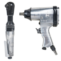 Гайковерт пневматический 1/2"DR 330Нм, трещотка 1/2"DR 61Нм, набор с головками 17 пр. кейс