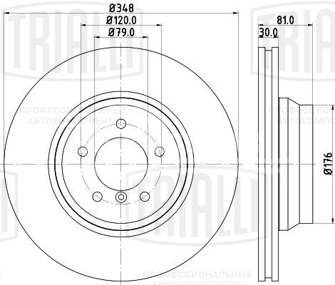 Диск тормозной передний для автомобилей BMW 7 (E65) (01-) d=348