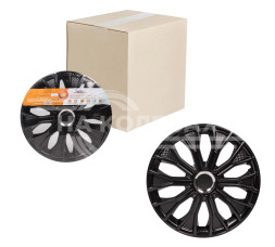 Колпаки колесные 14&quot; &quot;Волтек&quot;, черный глянец, хром кольцо, компл. 2 шт.
