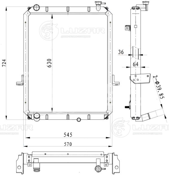 Радиатор охлаждения для автомобилей КАМАЗ Компас 9 (43089)/JAC N75/N80/N90 с дв. Cummins ISF 3.8