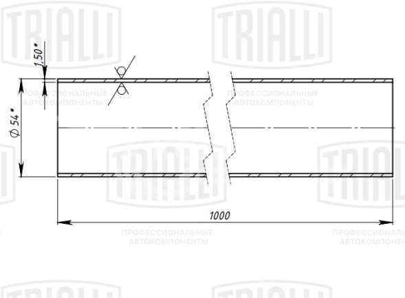 Труба глушителя прямая 54х1000 (d=54х1.5, L=1000мм) (алюминизированная сталь)