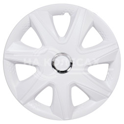 Колпаки колесные 14&quot; &quot;Джой&quot;, белый глянец, хром кольцо, компл. 2 шт.