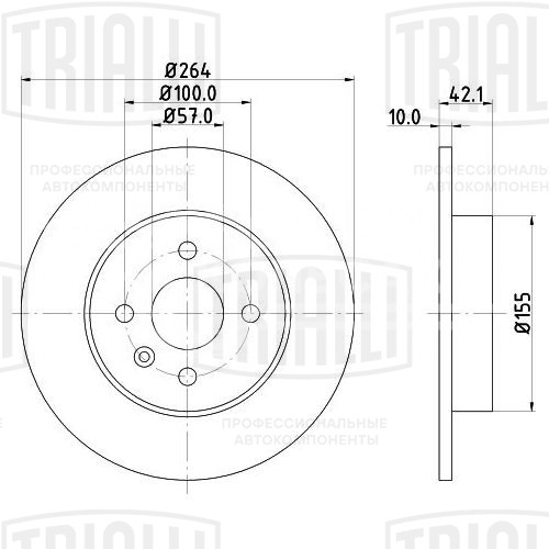 Диск тормозной задний для автомобилей Opel Meriva A (03-) / Combo (05-) d=264 окрашенный