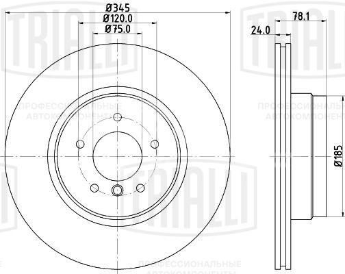 Диск тормозной для автомобилей BMW X5 (E70) (07-)/X5 (F15) (13-) / X6 (E71/F16) (08-)/(14-) задний d=345