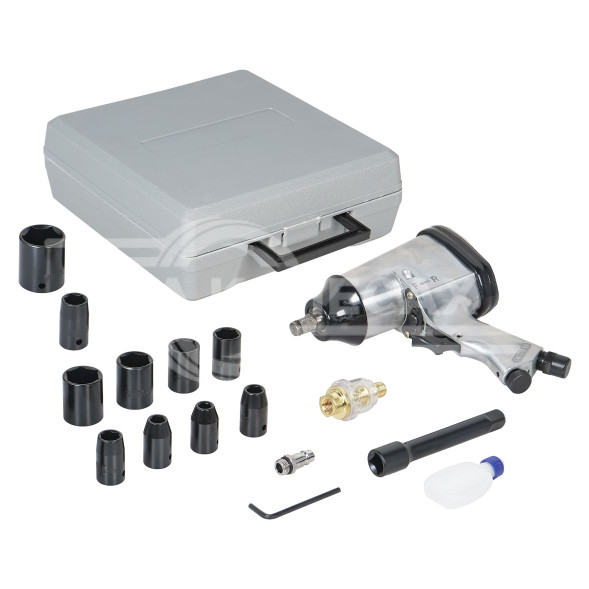 Гайковерт пневматический ударный 1/2&quot;DR 330Нм, набор с головками 17 пр. кейс