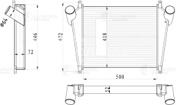 ОНВ (радиатор интеркулера) для автомобилей КАМАЗ Компас 9 (43089)/JAC N75/N80/N90 с двиг. Cummins ISF 3.8