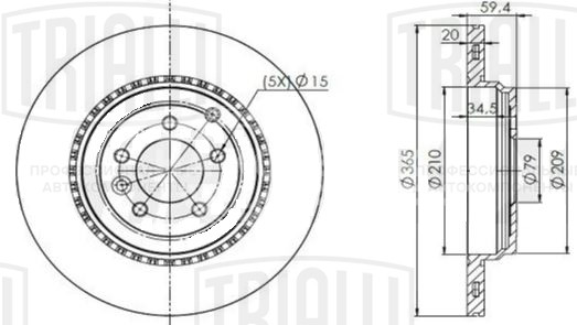 Диск тормозной задний для автомобилей Land Rover Range Rover Sport (09-) d=365 окрашенный