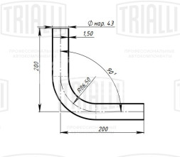 Труба с гибом d=43, угол 90 (алюминизированная сталь)
