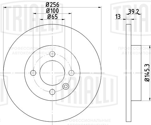 Диск тормозной передний для автомобилей Chery Amulet (03-) / VW Golf III (91-) d=256