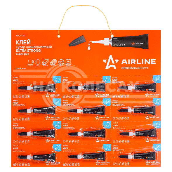 Клей супер цианакрилатный EXTRA STRONG, 1 шт., 3 гр. блистеры на подложке