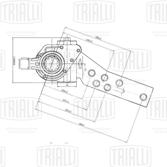 Рычаг тормоза регулировочный автоматический (трещотка) для прицепов Тонар универсальный (широкий шлиц)