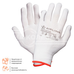 Перчатки полиэфирные (L) белые (ADWG005)