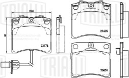 Колодки тормозные дисковые передние для автомобилей VW Transporter T4 (90-) 91.5мм (в комплекте c датчиком) (PF 1832)
