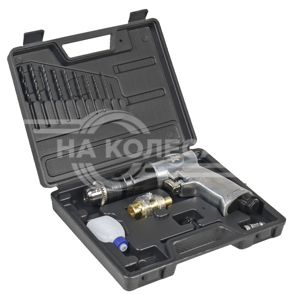 Дрель пневматическая ДП1, 1800 об/мин с реверсом, с оснасткой 16 пр., кейс