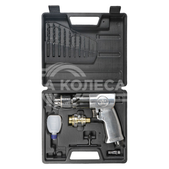 Дрель пневматическая ДП1, 1800 об/мин с реверсом, с оснасткой 16 пр., кейс
