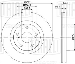 Диск тормозной передний для автомобилей Toyota Camry (06-)/RAV 4 (06-) d=296