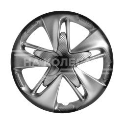 Колпаки колесные 15&quot; &quot;Супер Астра +&quot;, серебристо-черный, карбон, компл. 2 шт.