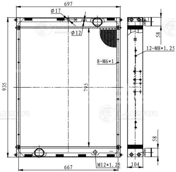 Радиатор охлаждения для автомобилей КАМАЗ 65115 (тип Behr)