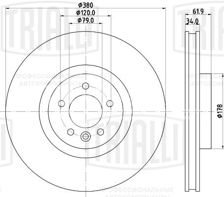 Диск тормозной передний для автомобилей Land Rover Range Rover (12-) / Sport (13-) d=380 окрашенный