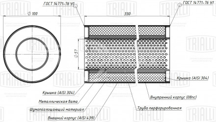 Пламегаситель универсальный 100/330-55 (нержавеющая сталь)