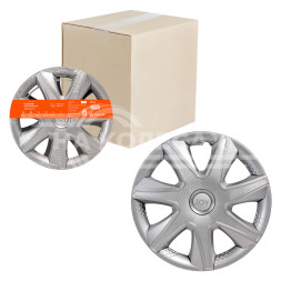 Колпаки колесные 15&quot; &quot;Джой&quot;, серебристый, карбон, компл. 2 шт.