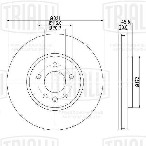 Диск тормозной передний для автомобилей Opel Astra J (10-) / Zafira C (11-) d=321 R17 окрашенный
