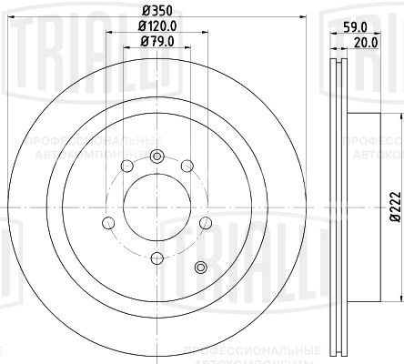 Диск тормозной для автомобилей Land Rover Discovery IV (09-) / Range Rover Sport I (05-) задний d=350