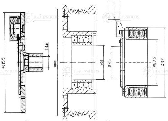 Муфта электромагнитная компрессора кондиционера для автомобилей Mondeo IV (07-) 2.0i/2.3i