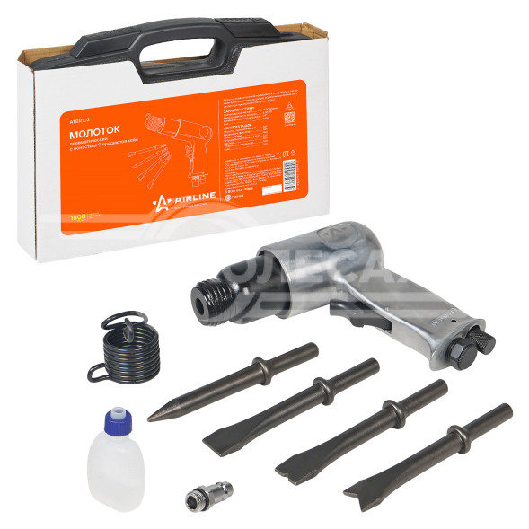 Молоток пневматический МП1, 4500 уд/мин с оснасткой 9 пр., кейс