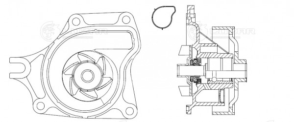 Насос водяной для автомобилей Mazda 3 (BK) (03-) 1.4/1.5/1.6