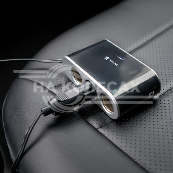 Разветвитель прикуривателя 3 гнезда 5А + USB 1A, с выключателями нагрузки