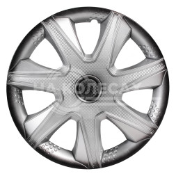 Колпаки колесные 15&quot; &quot;Джой +&quot;, серебристо-черный, карбон, компл. 2 шт.