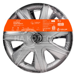 Колпаки колесные 15&quot; &quot;Джой +&quot;, серебристо-черный, карбон, компл. 2 шт.