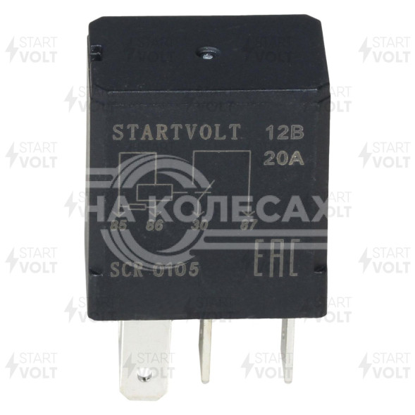 Реле автомобильное 4 контакта 12V 20A (с резистором, Т-выступ) универсальное