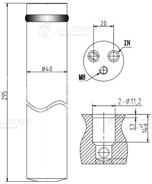 Ресивер-осушитель конденсора для автомобилей Sprinter (06-)/Crafter (06-)