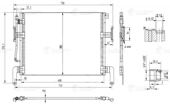 Радиатор кондиционера для автомобилей Premium (96-)/Kerax (00-)