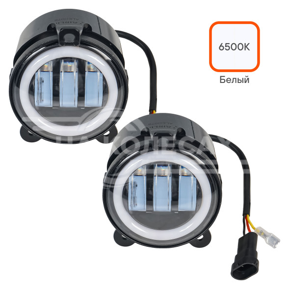 Фара светодиодная с регулируемой световой границей, 32Вт Белый/Ободок, D-90мм, комплект 2шт. PRO