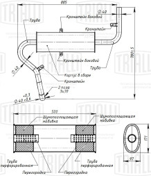 Глушитель для автомобилей Лада 2121 основной (алюминизированная сталь)