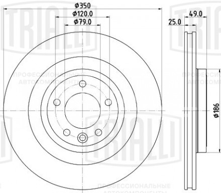 Диск тормозной задний для автомобилей Land Rover Range Rover (12-) / Sport (13-) / Discovery (16-) d=350 окрашенный