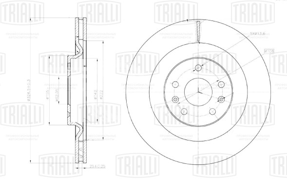 Диск тормозной передний для автомобилей Chery Tiggo 5 (14-) d=325 окрашенный